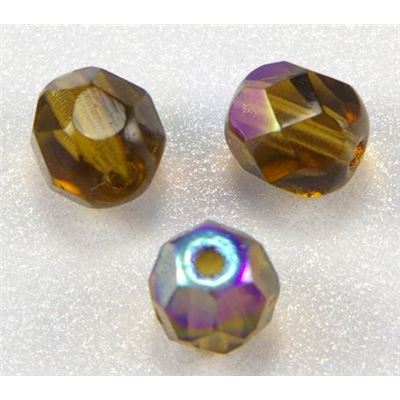 Firepolished Crystal Smokey Topaz AB 6mm ea