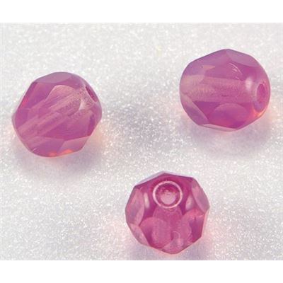 Firepolished Crystal Milky Pink Opaque 6mm ea
