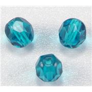 Firepolished Crystal Teal 6mm ea