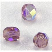 Firepolished Crystal Dark Amethyst AB 6mm ea