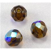 Firepolished Crystal Smokey Topaz AB 8mm ea