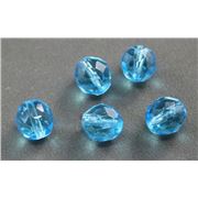 Firepolished Crystal Aqua 10mm ea