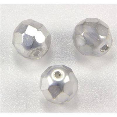 Firepolished Crystal Metallic Silver 8mm ea