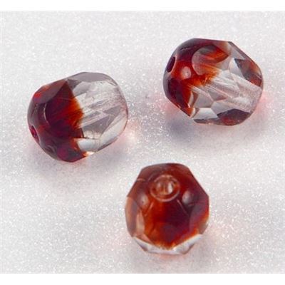 Firepolished Crystal 2 Tone Crystal/Garnet 6mm ea