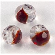 Firepolished Crystal 2 Tone Crystal/Garnet 8mm ea