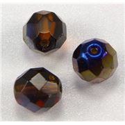 Firepolished Crystal Dark Topaz Zairit 8mm ea