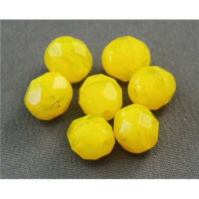 Firepolished Crystal Milky Yellow 8mm ea