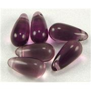 Czech Glass Drop Dark Amethyst Transparent 10x6mm  ea