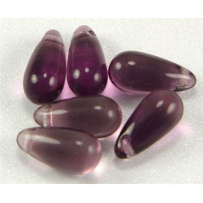 Czech Glass Drop Dark Amethyst Transparent 10x6mm  ea