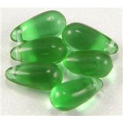 Czech Glass Drop Emerald Transparent 10x6 mm ea