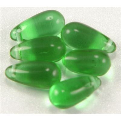 Czech Glass Drop Emerald Transparent 10x6 mm ea