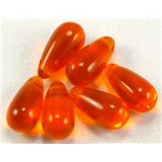 Czech Glass Drop Orange Transparent 10x6mm ea