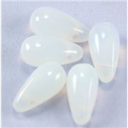 Czech Glass Drop Milky White Opaque 10x6mm ea