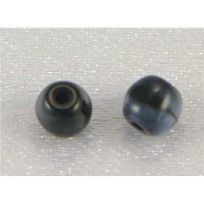Glass Round Jet/White Opaque 4mm ea