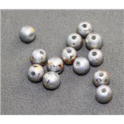 Party Beads Grey with Gold Accent  4mm ea