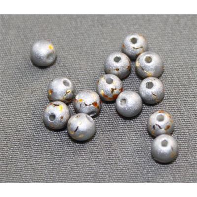 Party Beads Grey with Gold Accent  4mm ea