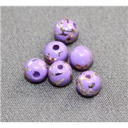Party Beads Purple with Gold Accent  4mm ea