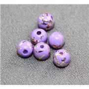 Party Beads Purple with Gold Accent  4mm ea