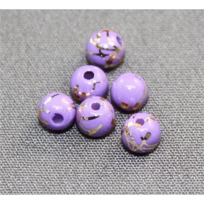 Party Beads Purple with Gold Accent  4mm ea