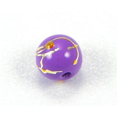 Party Beads Purple with Gold Accent  6mm ea