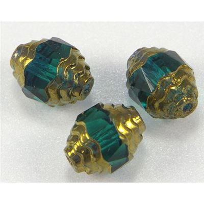 Antique Octagonal Bronze Oval Emerald Transparent 10x8mm ea