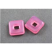 Glass Square Pink Opaque 12mm ea