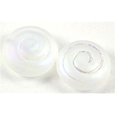 Czech Cinnamon Bun Bead Frosted Clear AB 14mm ea