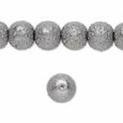 Glass Pearl Textured  Pewter Pearl 14mm ea