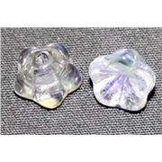 Glass Bell Flower Crystal AB 8mm ea