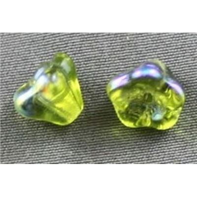 Glass Bell Flower Olivine AB 8mm ea