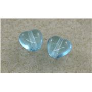 Glass Heart Aqua Transparent 5mm ea