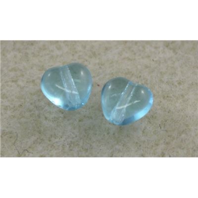 Glass Heart Aqua Transparent 5mm ea