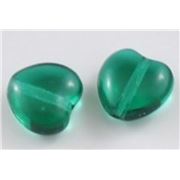 Glass Heart Emerald Transparent 8mm ea