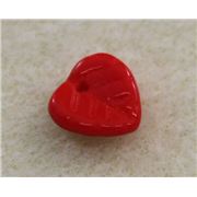 Glass Leaf Heart Shape  Red Opaque 8mm ea