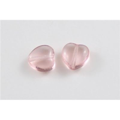 Glass Heart Pink Transparent 8mm ea