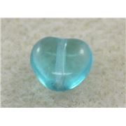 Glass Heart Teal Transparent  ea