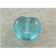 Glass Heart Teal Transparent  ea