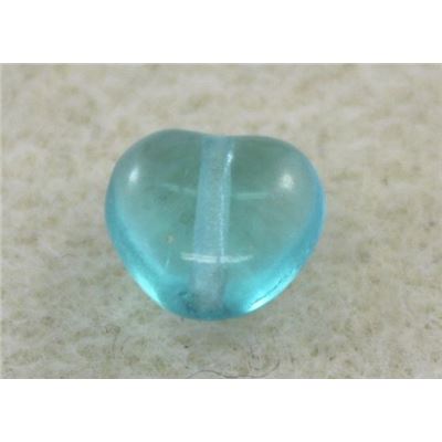 Glass Heart Teal Transparent  ea