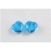 Glass Heart Turquoise Transparent 8mm ea
