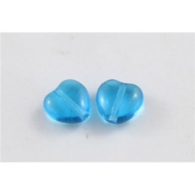 Glass Heart Turquoise Transparent 8mm ea