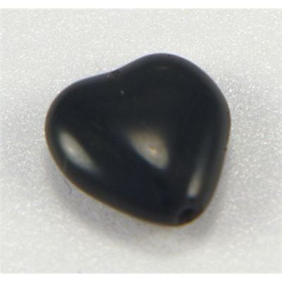 Glass Heart Jet Opaque 12mm ea