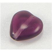Glass Heart Dark Amethyst Transparent 12mm ea