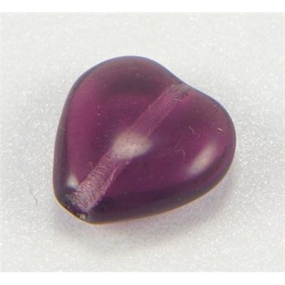 Glass Heart Dark Amethyst Transparent 12mm ea