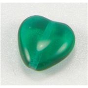 Glass Heart Emerald  Transparent 12mm ea