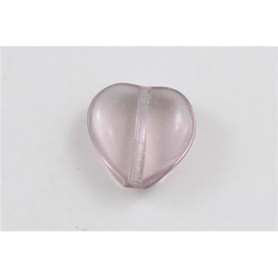 Glass Heart Light Amethyst Transparent 12mm ea