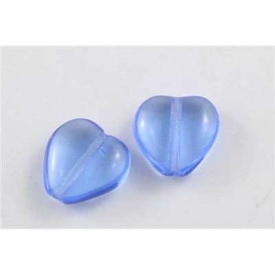 Glass Heart Sapphire Transparent 12mm ea