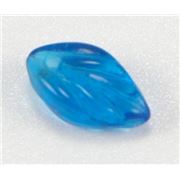 Glass Leaf Turquoise Transparent 11x6  centre hole ea