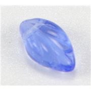 Glass Leaf Sapphire Transparent 11x6  cross hole ea