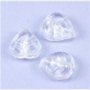 Leaf Heart Clear Transparent 9mm ea