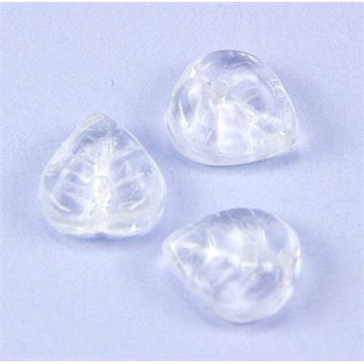 Leaf Heart Clear Transparent 9mm ea